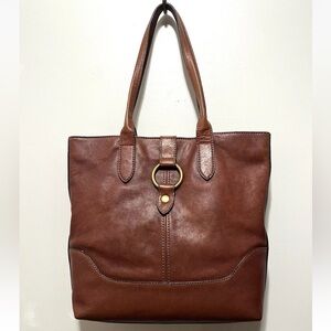 FRYE Ring Tote - Brown Cognac Leather Bag Purse